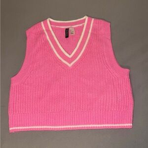 H&M Pink and White V-Neck Barbie Vest